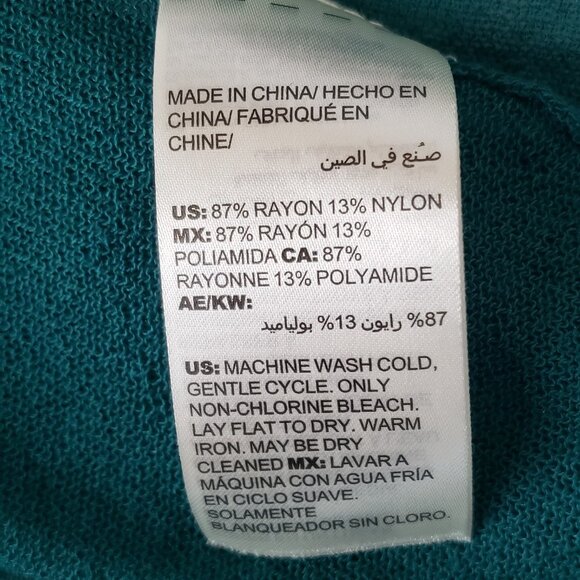 Women's Chico's Green Open Front Cardigan Sweater Shirred Sleeve Sz 2/L - Picture 8 of 13